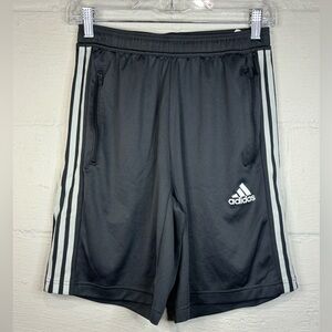 Adidas Men’s Grey And White 3 Stripe Athletic Aeroready Basketball Shorts